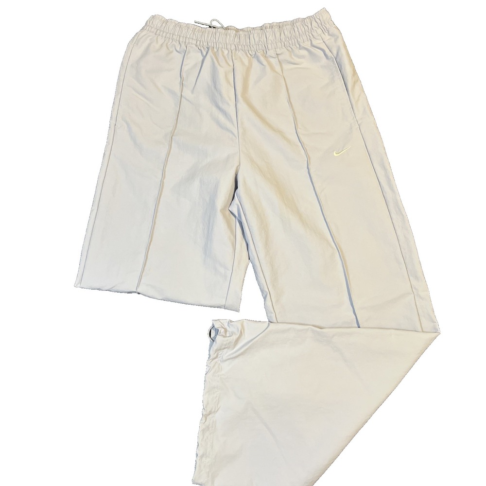 Nike Wide Leg Track Pants Women M Blue‎ Pintuck Drawcord Hem Sporty Gorpcore Y2K